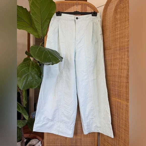 EVERLANE ORGANIC COTTON WIDE LEG ICE BLUE PANTS SZ 14 - Picture 2 of 9
